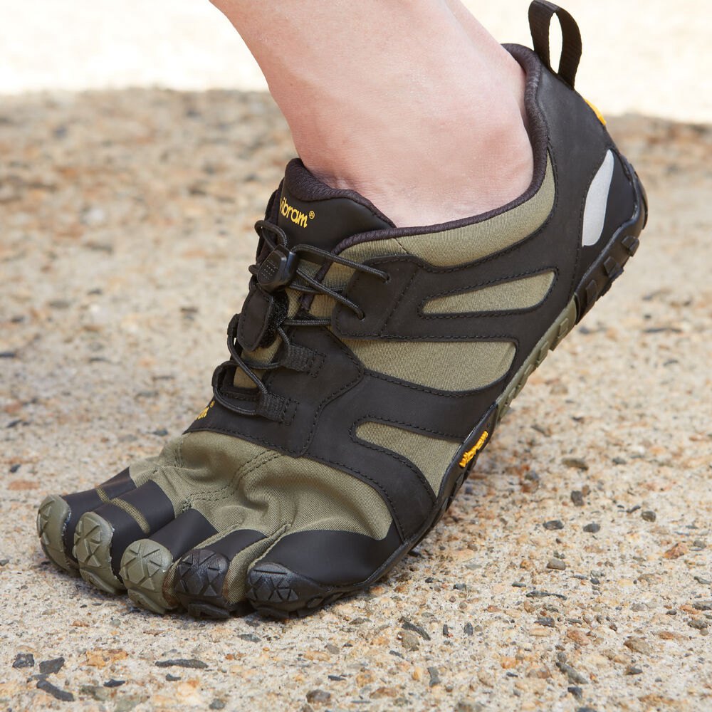 Vibram Five Fingers Mens Running Shoes - Olive/Black - V-Trail 2.0 - 37560-CUTG